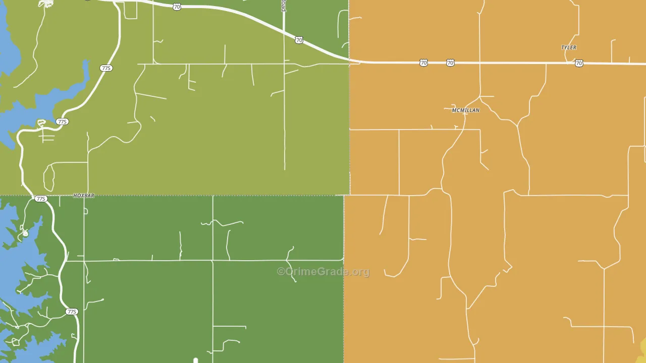 McMillan, OK Map of Theft Rates