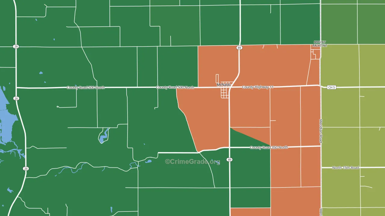 McNabb, IL Map of Theft Rates