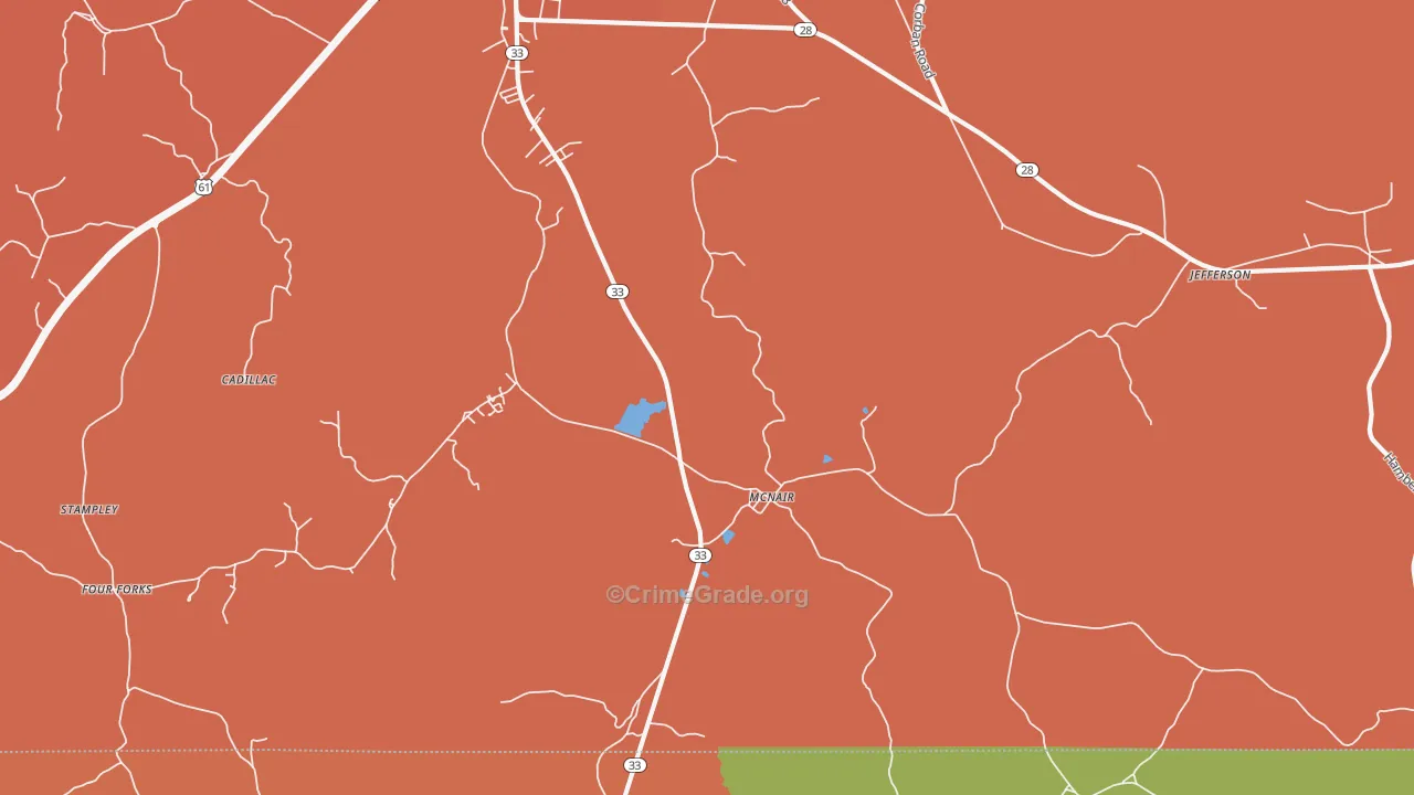 McNair, MS Map of Theft Rates