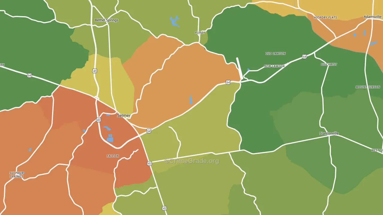 McNairy County, TN Map of Theft Rates