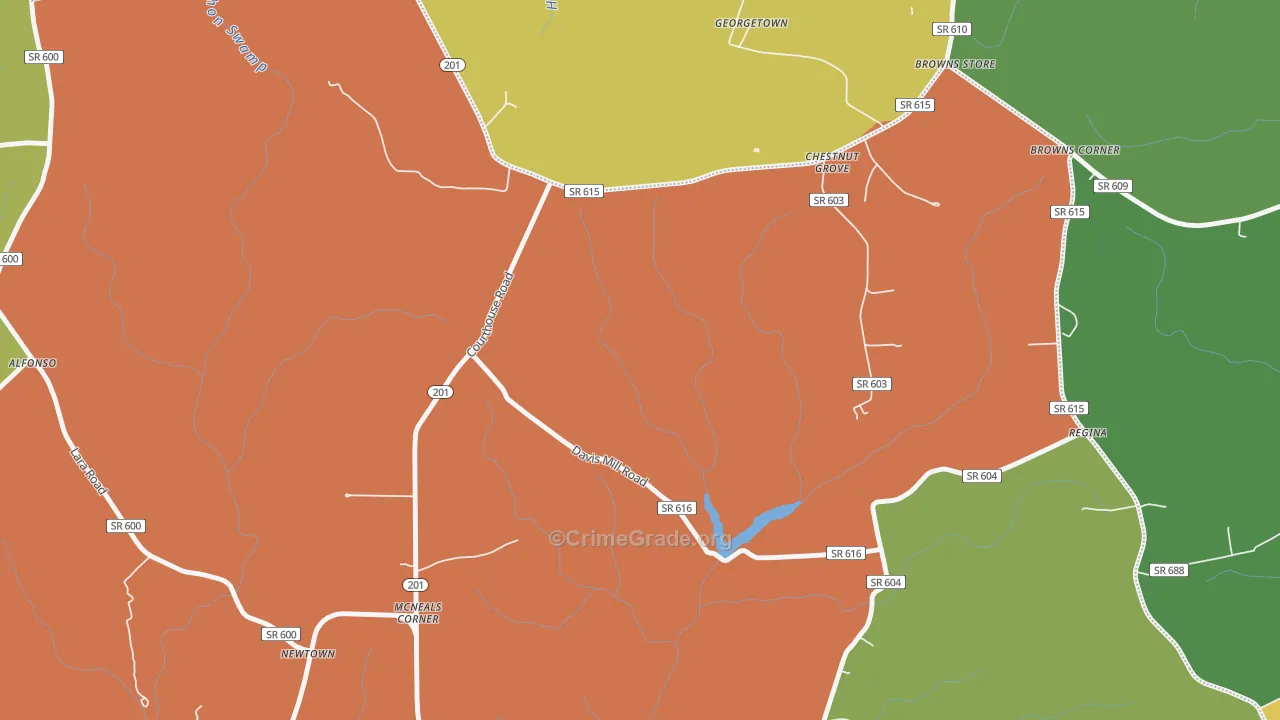 McNeals Corner, VA Map of Theft Rates