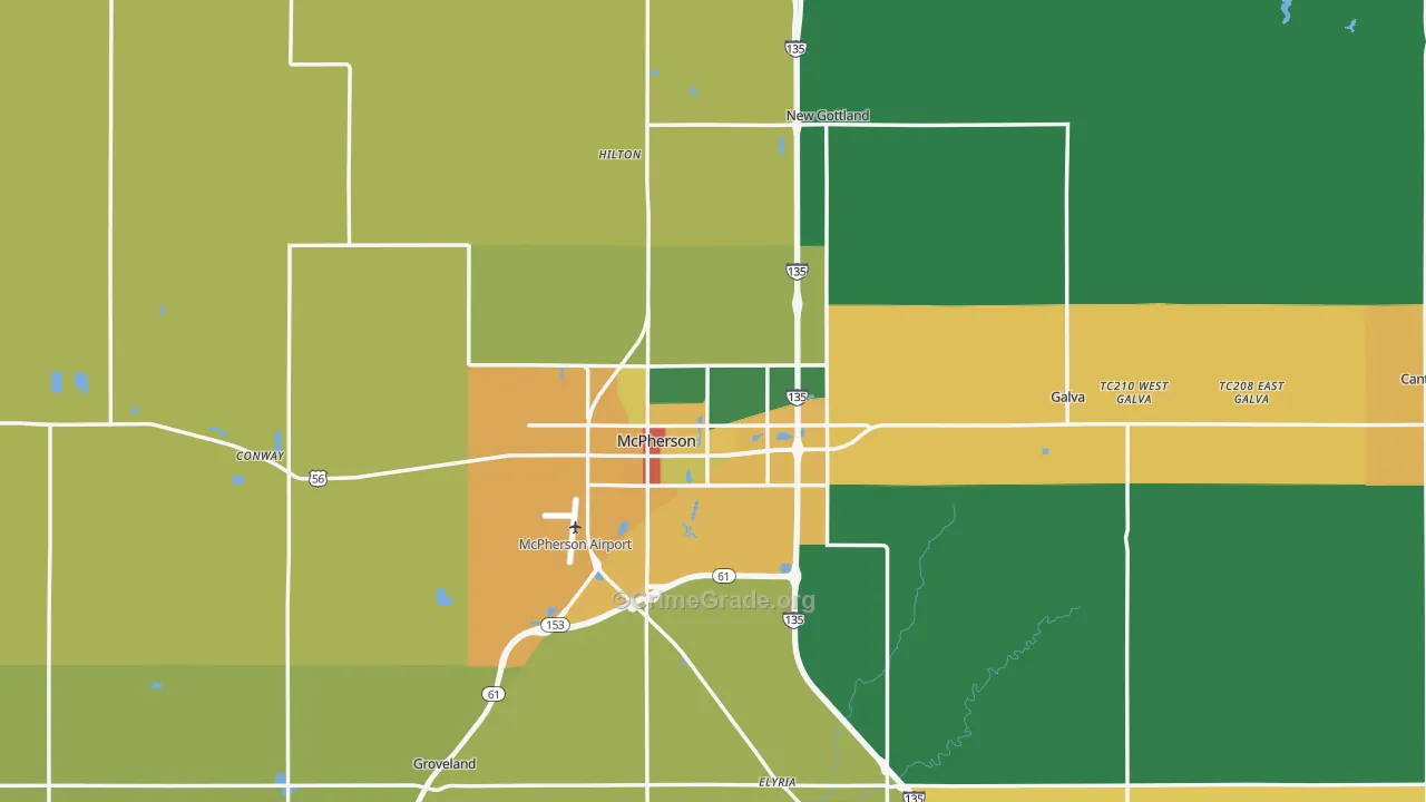 McPherson County, KS Map of Theft Rates