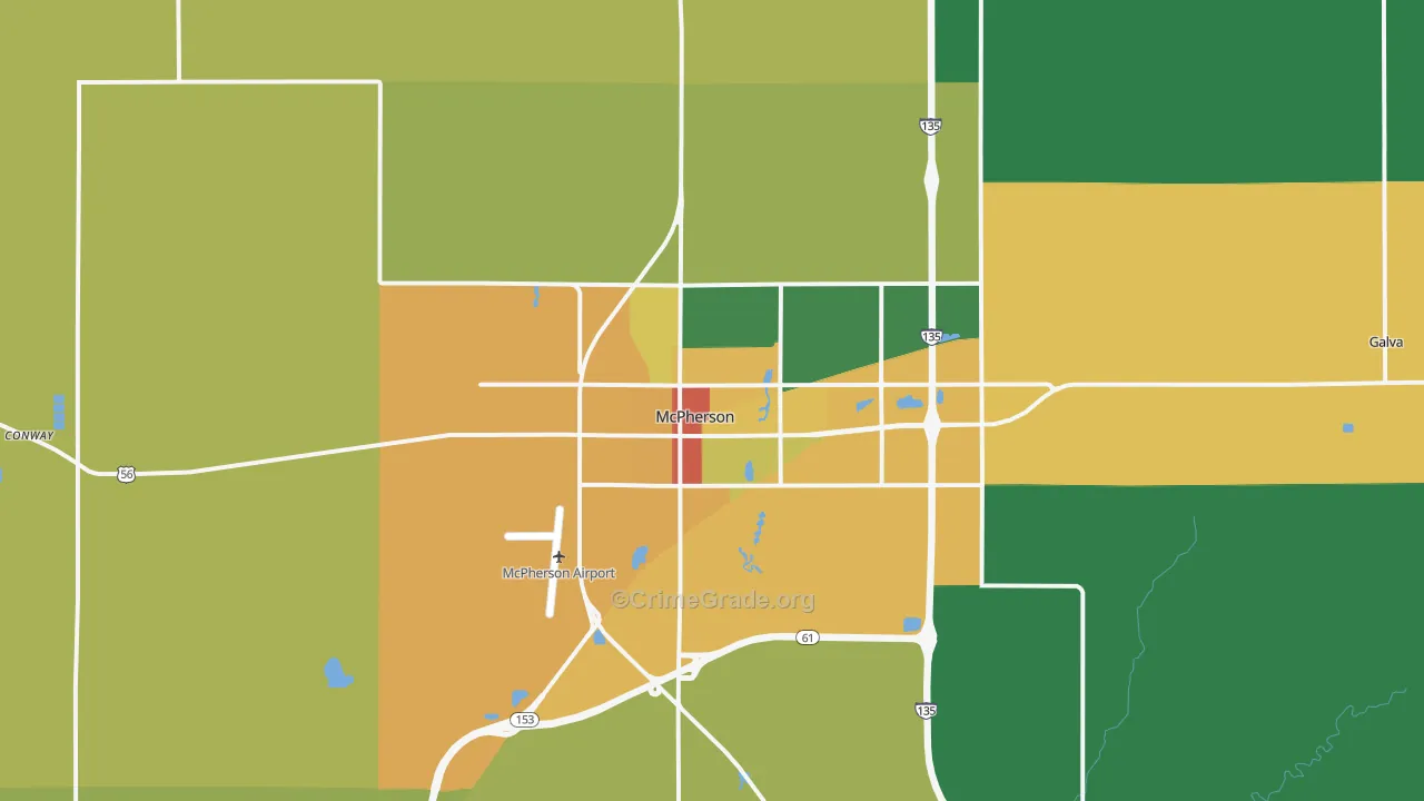 McPherson, KS Map of Theft Rates