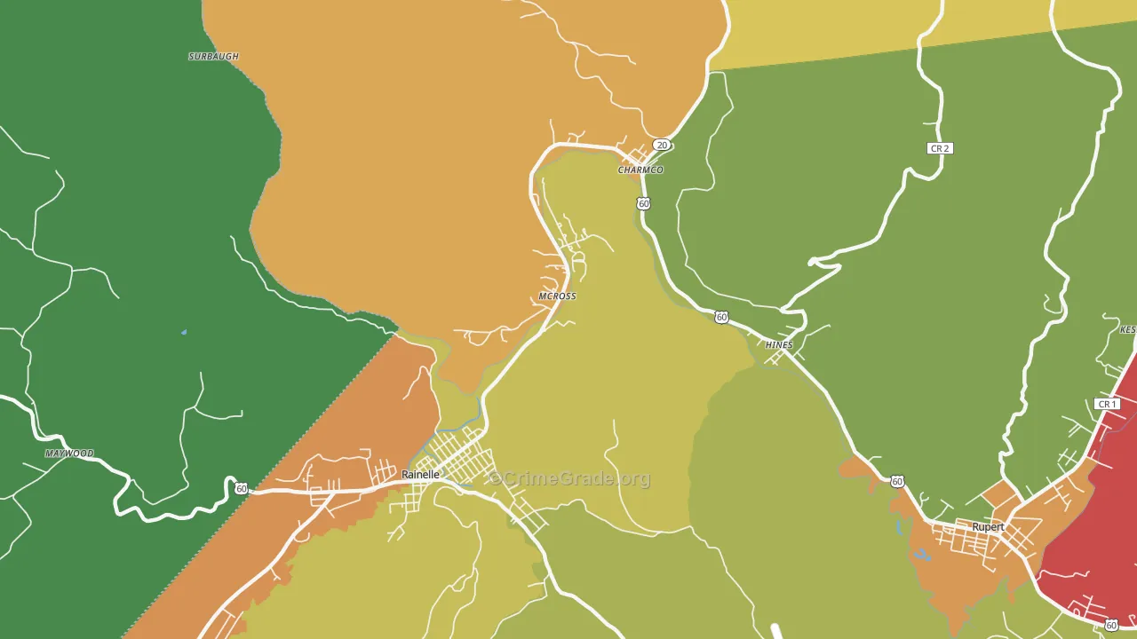 McRoss, WV Map of Theft Rates