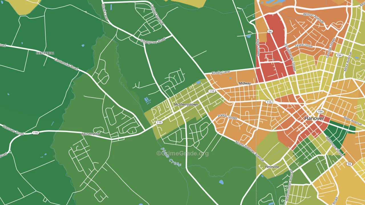 McSherrystown, PA Map of Theft Rates