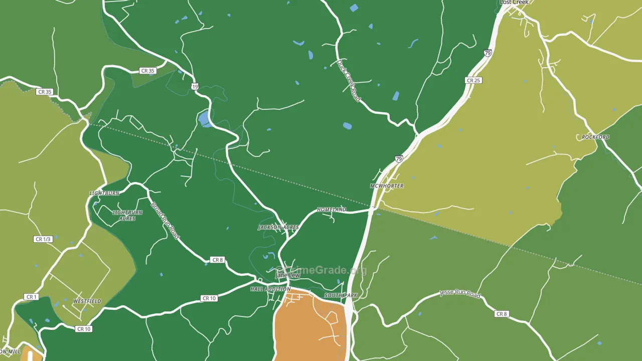 McWhorter, WV Map of Theft Rates