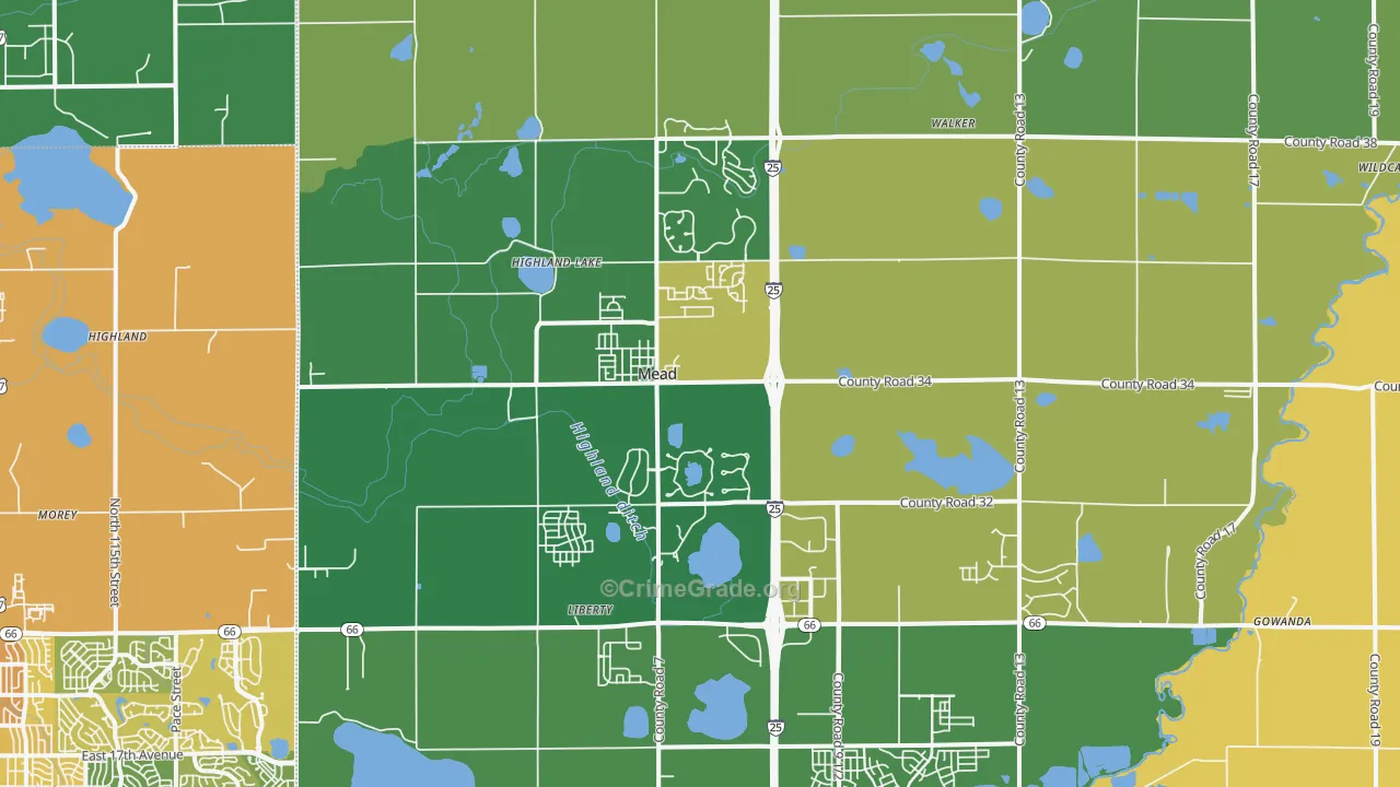 Mead, CO Map of Theft Rates