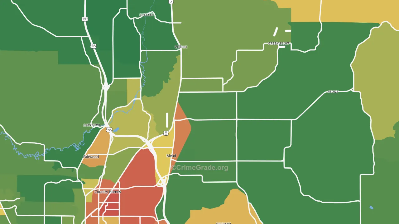 Mead, WA Map of Theft Rates