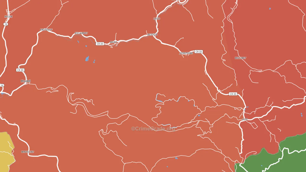 Mead, WV Map of Theft Rates