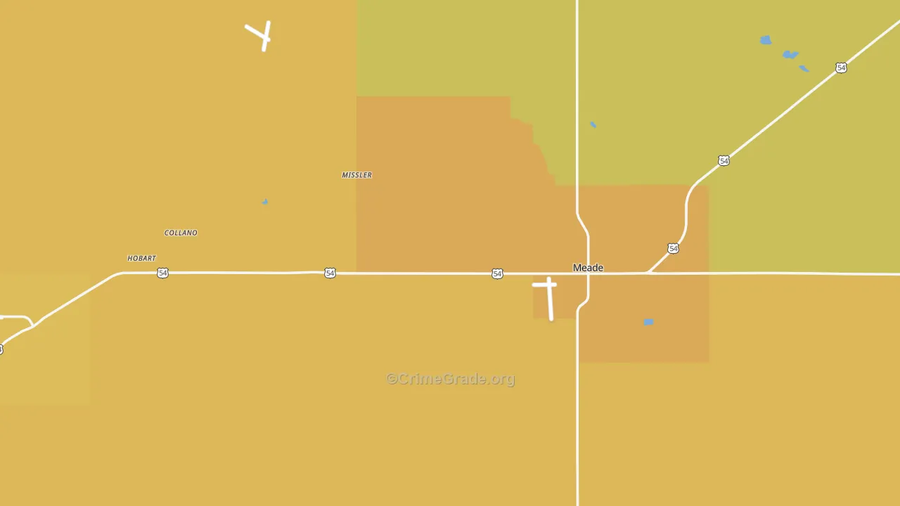 Meade County, KS Map of Theft Rates