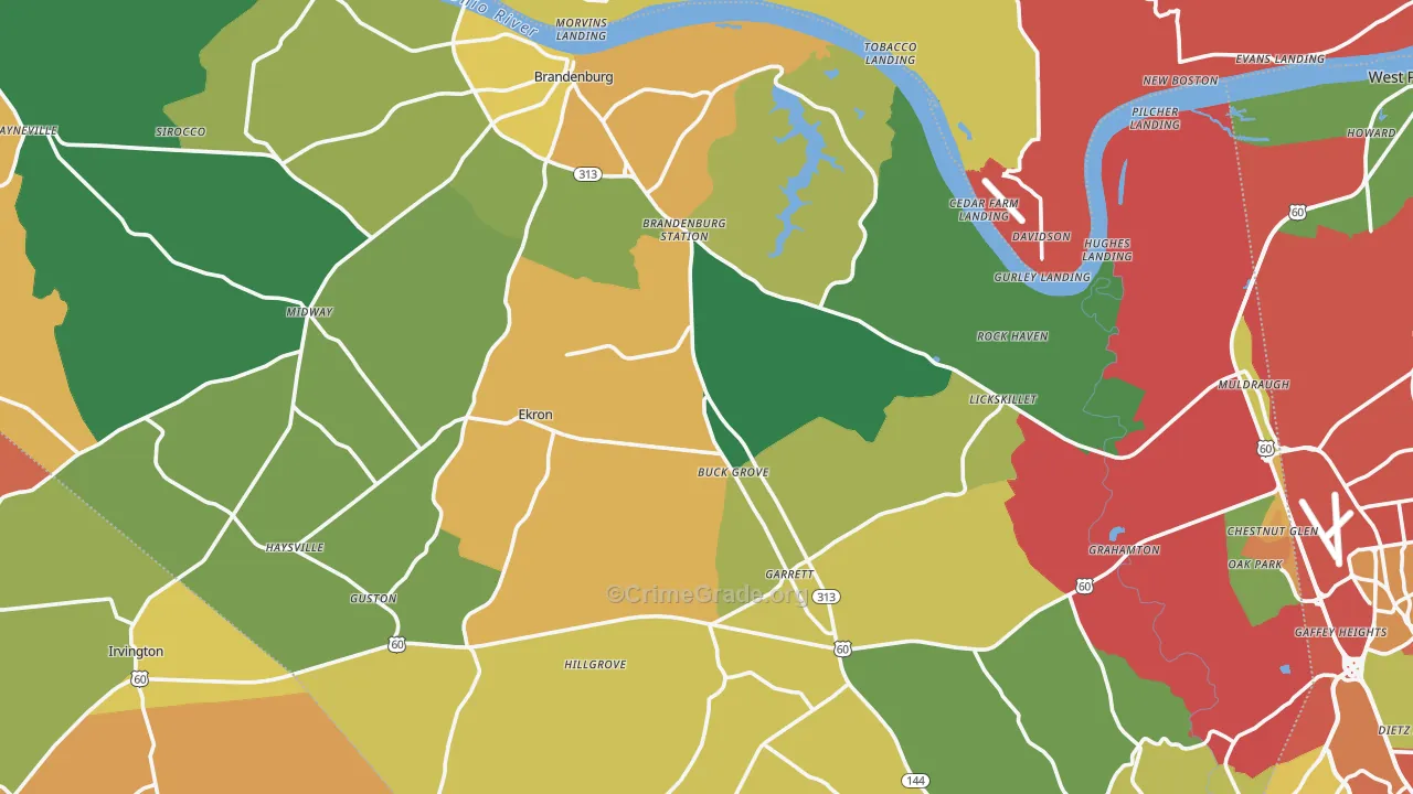 Meade County, KY Map of Theft Rates