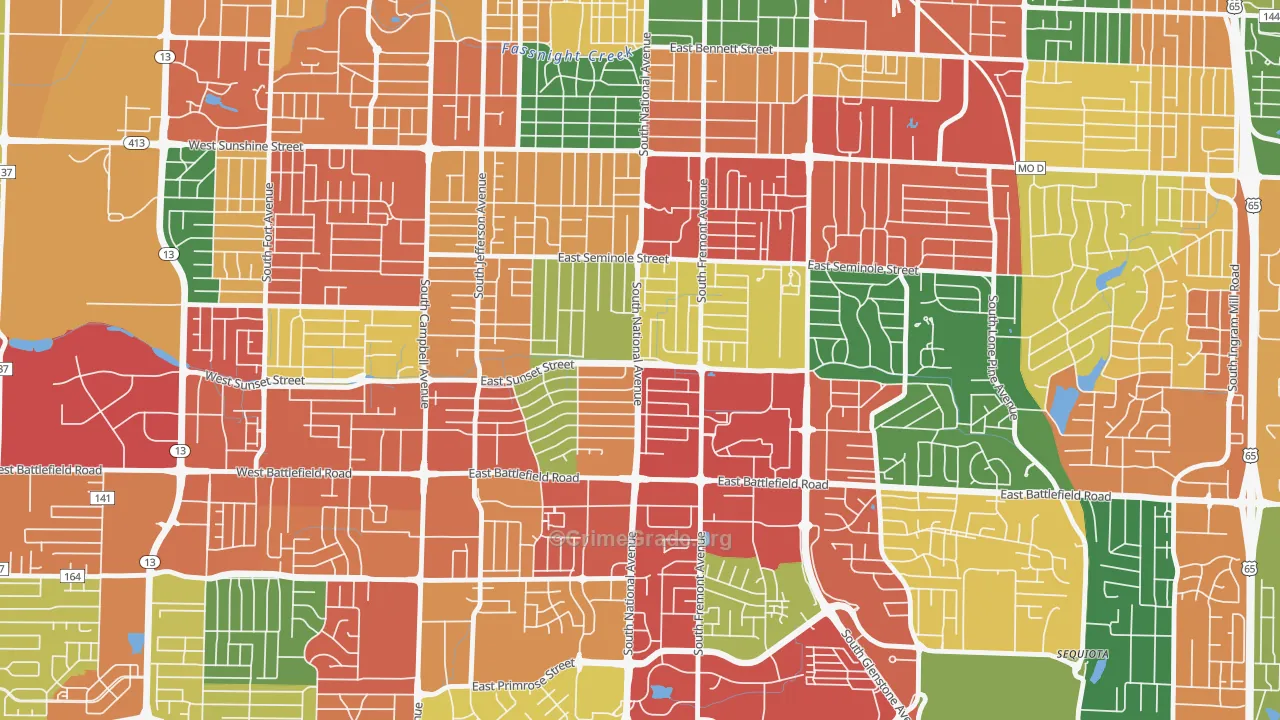 Meador Park, Springfield, MO Map of Theft Rates