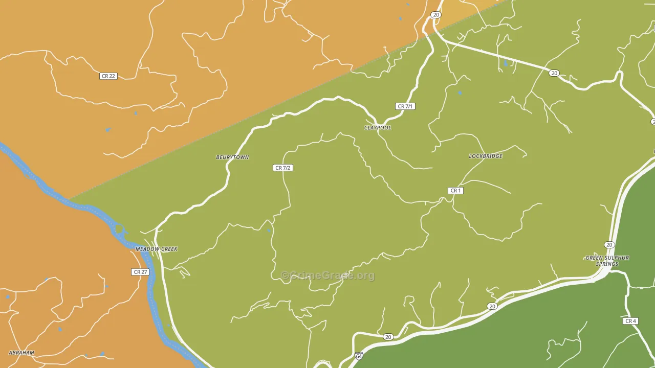 Meadow Creek, WV Map of Theft Rates
