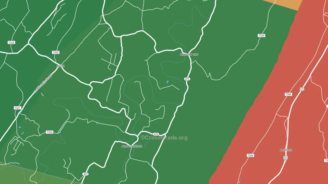 Meadow Gap, PA Map of Theft Rates