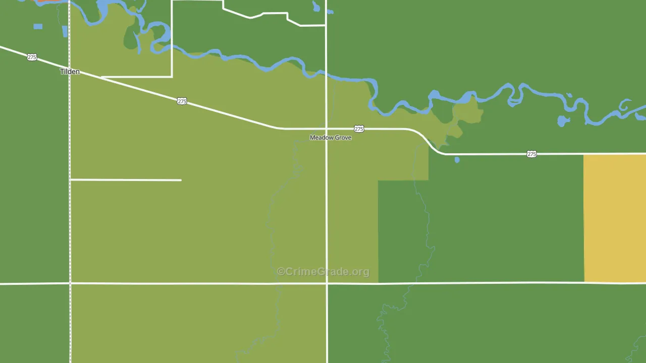 Meadow Grove, NE Map of Theft Rates