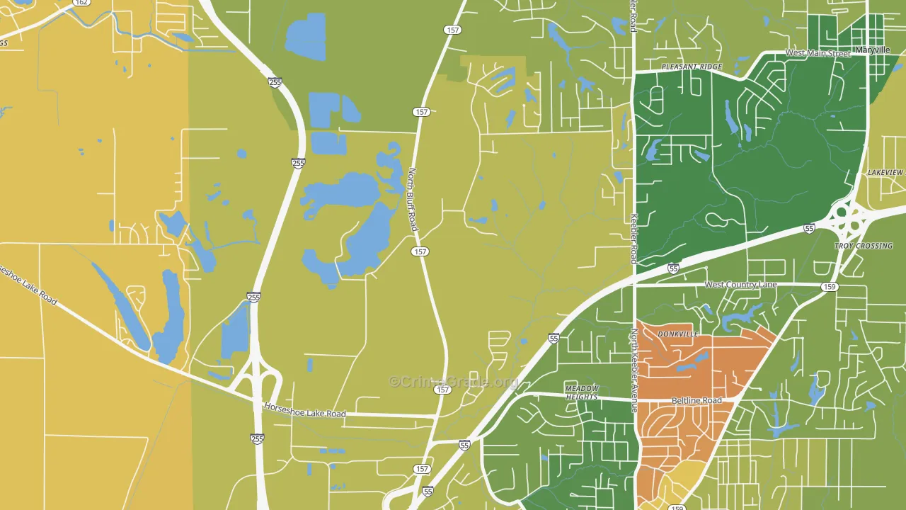 Meadow Heights, IL Map of Theft Rates
