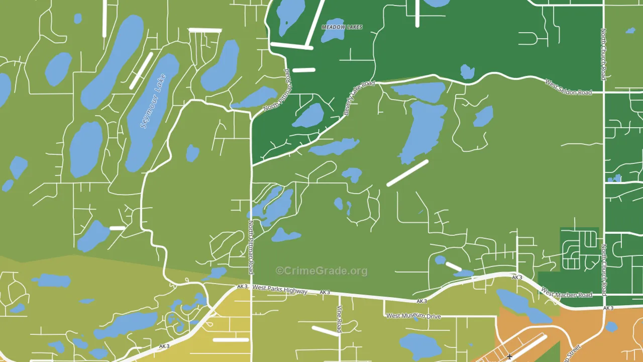 Meadow Lakes, AK Map of Theft Rates
