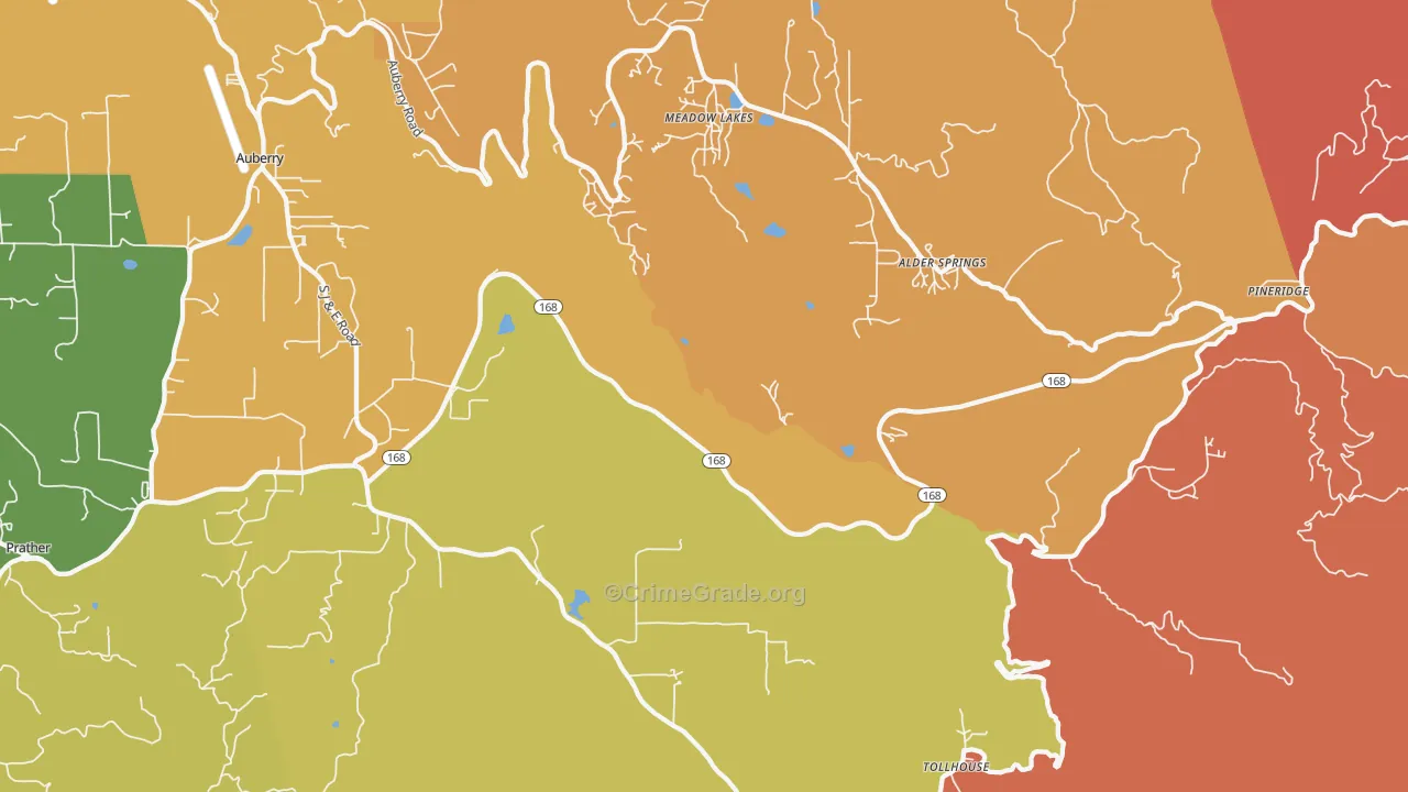 Meadow Lakes, CA Map of Theft Rates