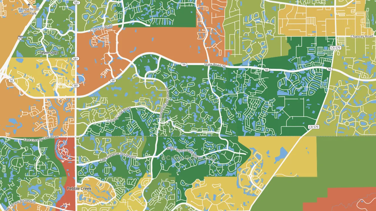 Meadow Point, Wesley Chapel, FL Map of Theft Rates