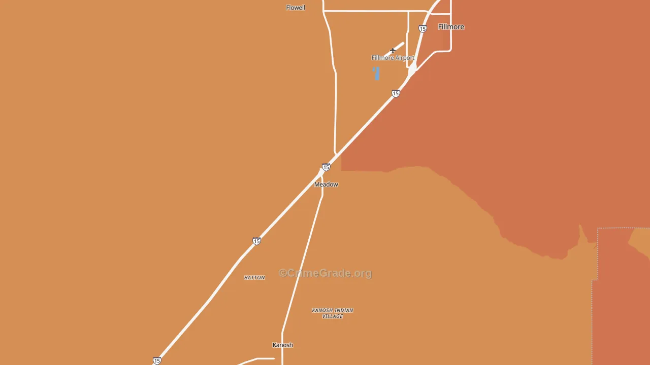 Meadow, UT Map of Theft Rates