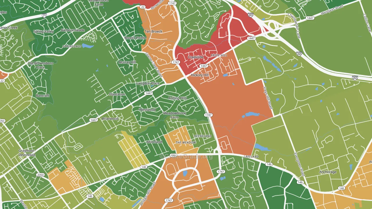Meadow Vale, KY Map of Theft Rates