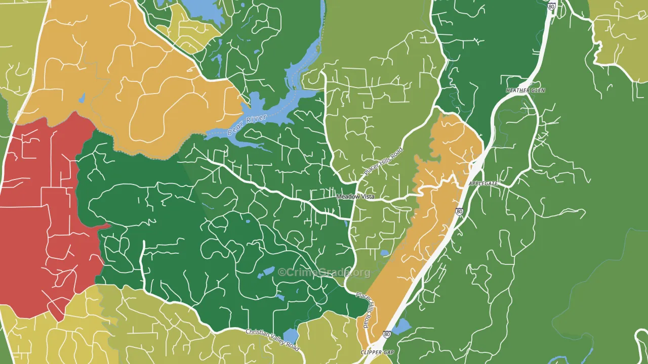 Meadow Vista, CA Map of Theft Rates