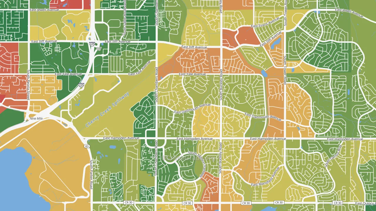 Meadow Wood, Aurora, CO Map of Theft Rates