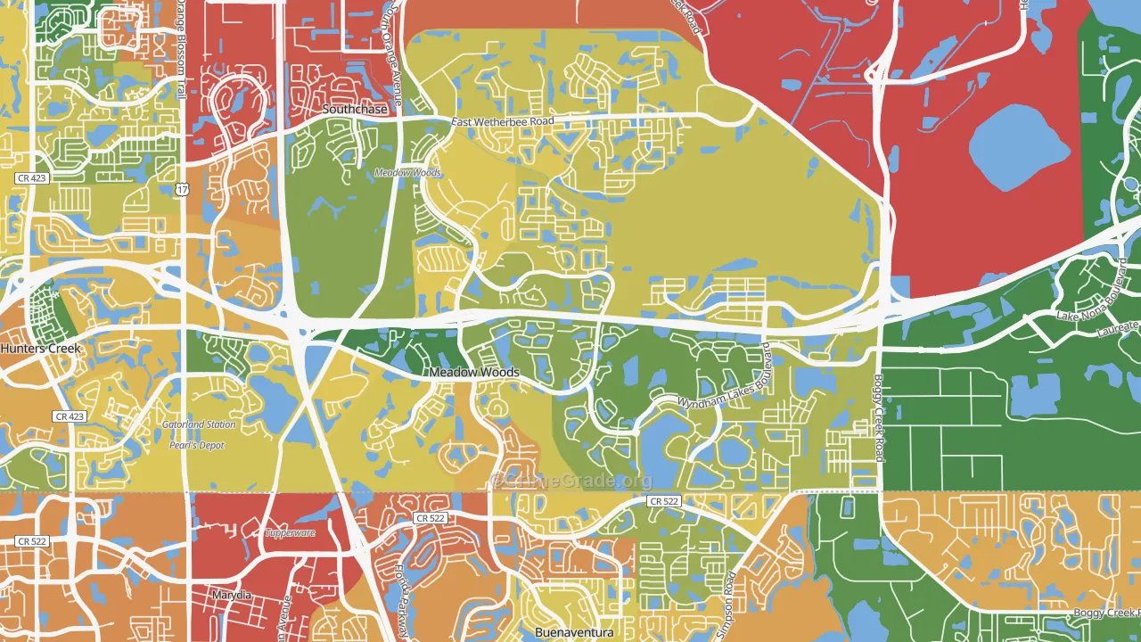 Meadow Woods, FL Map of Theft Rates