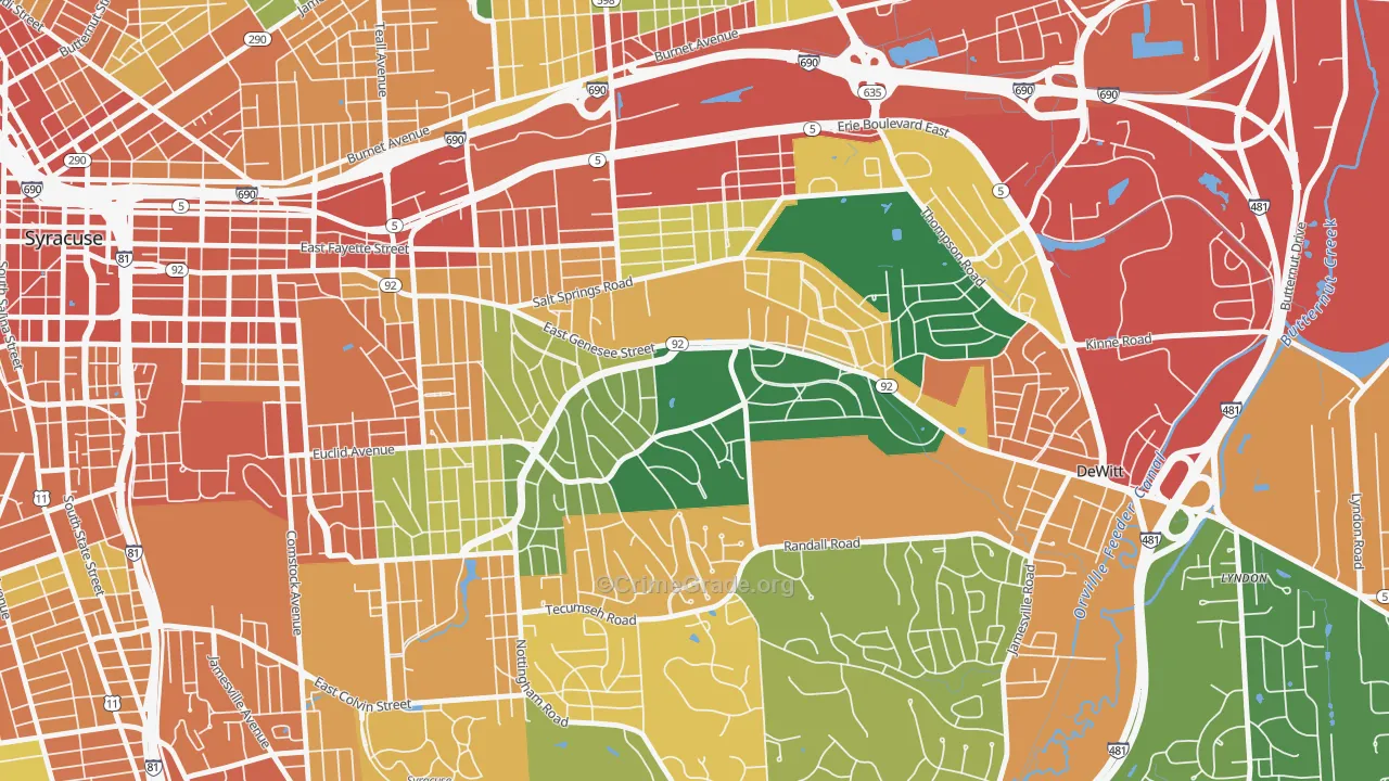 Meadowbrook, Syracuse, NY Map of Theft Rates
