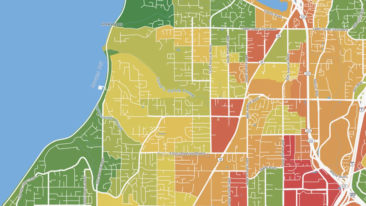 Meadowdale, Lynnwood, WA Map of Theft Rates