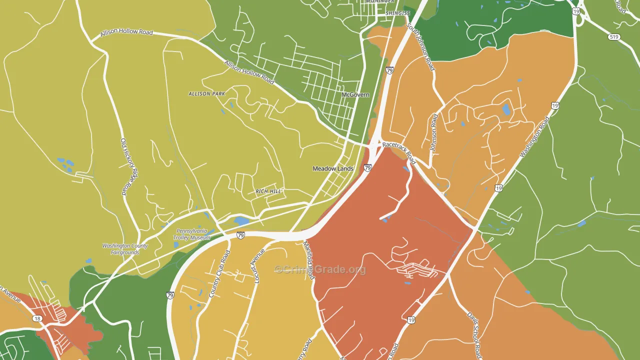 Meadowlands, PA Map of Theft Rates