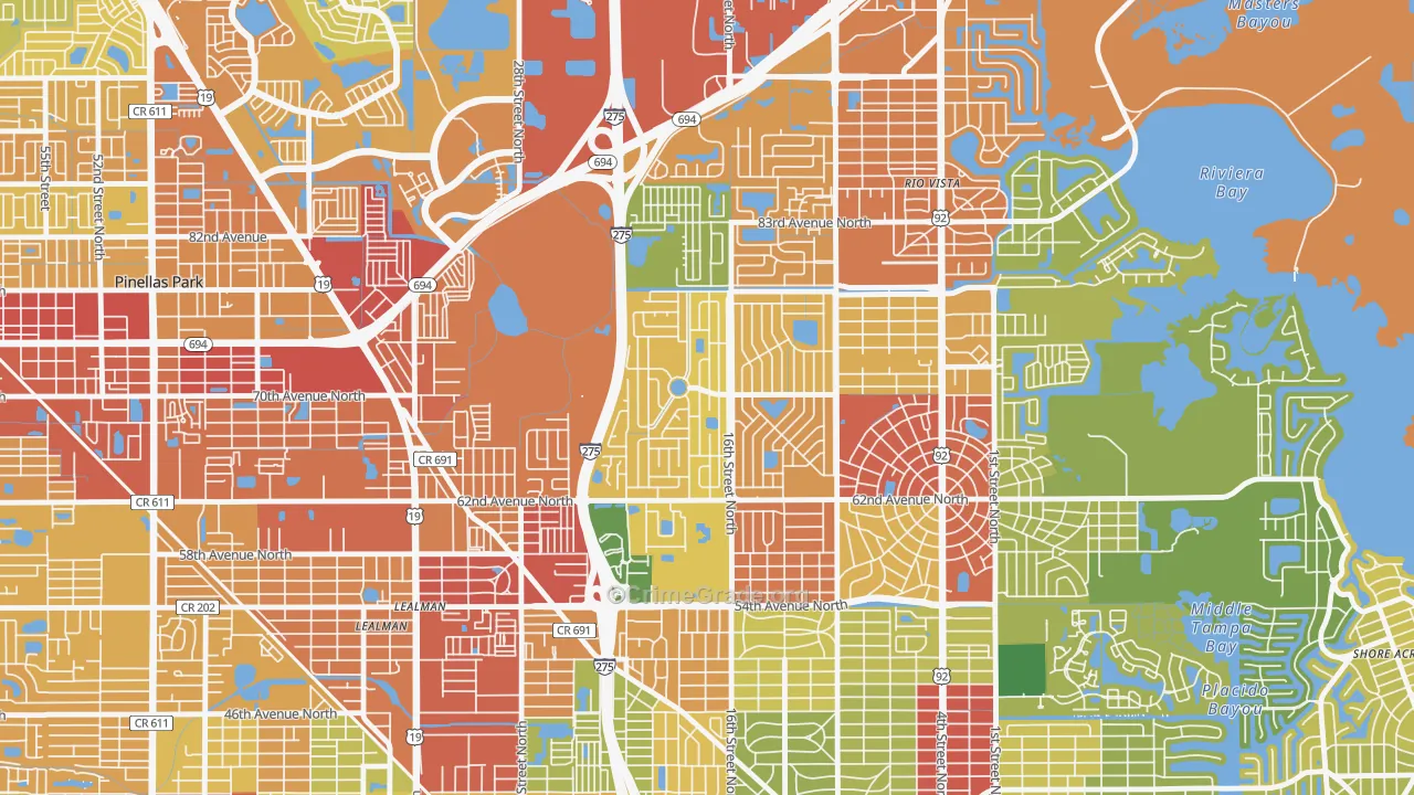 Meadowlawn, St. Petersburg, FL Map of Theft Rates