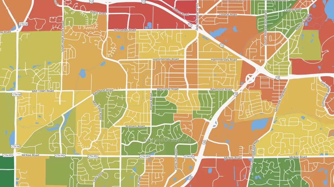 Meadowood, Madison, WI Map of Theft Rates