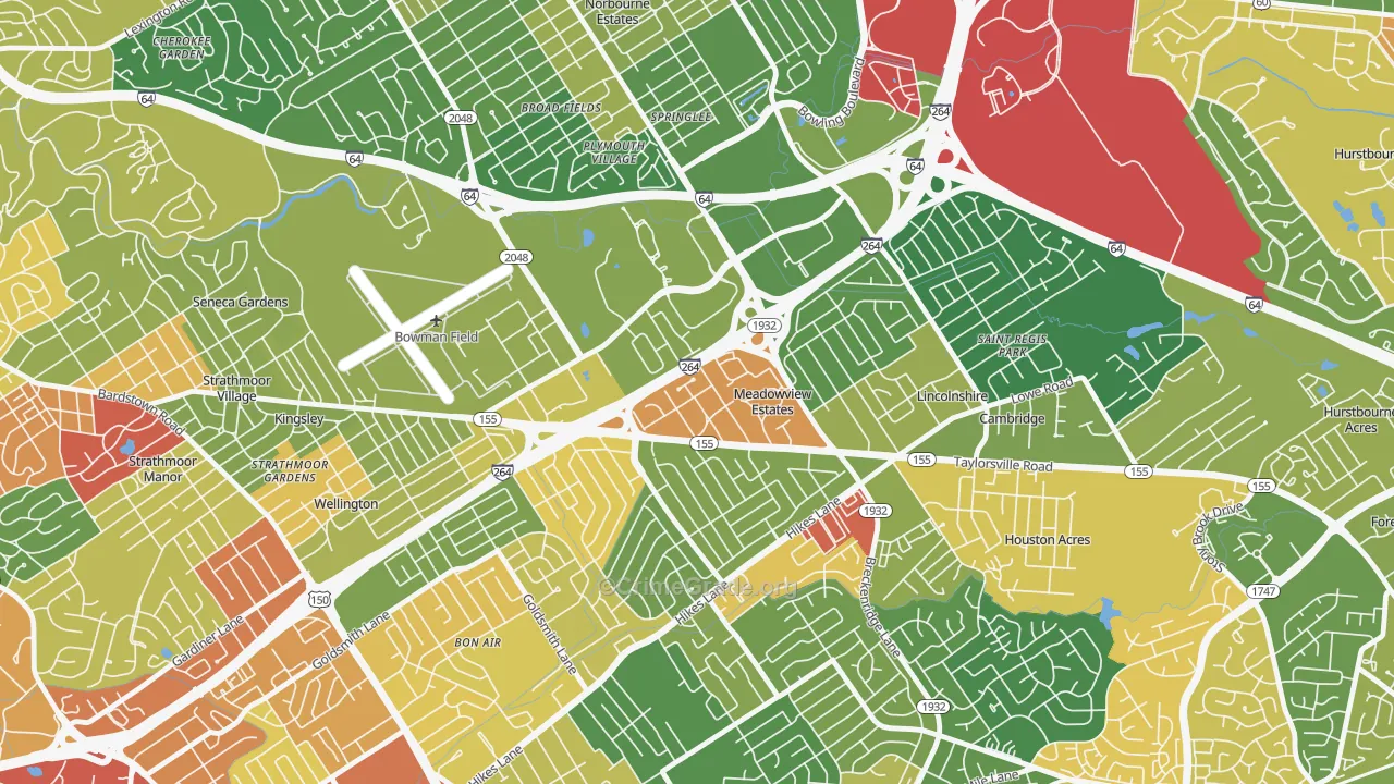 Meadowview Estates, KY Map of Theft Rates