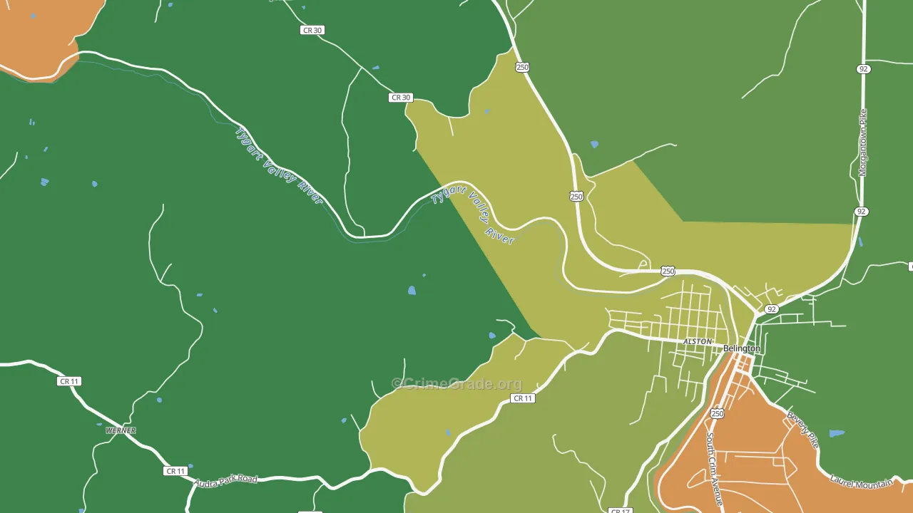 Meadowville, WV Map of Theft Rates