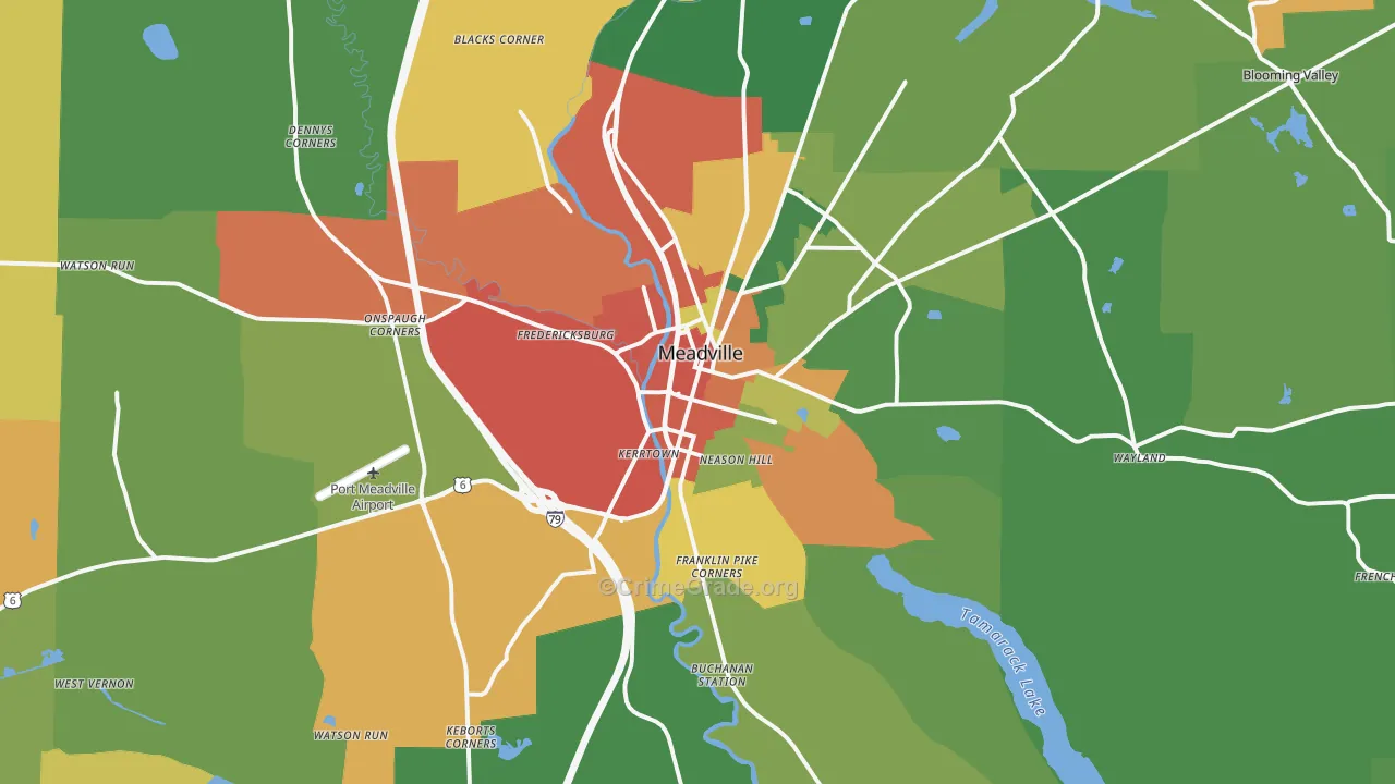 Meadville, PA Map of Theft Rates
