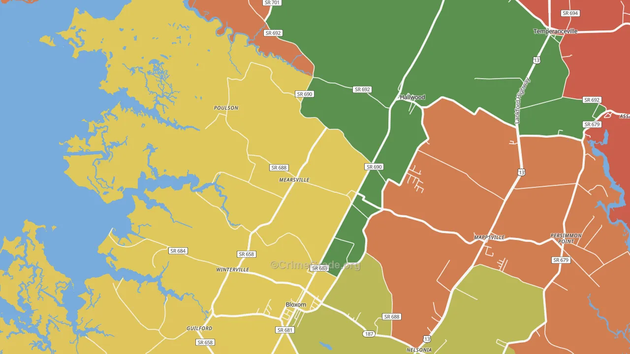 Mears, VA Map of Theft Rates
