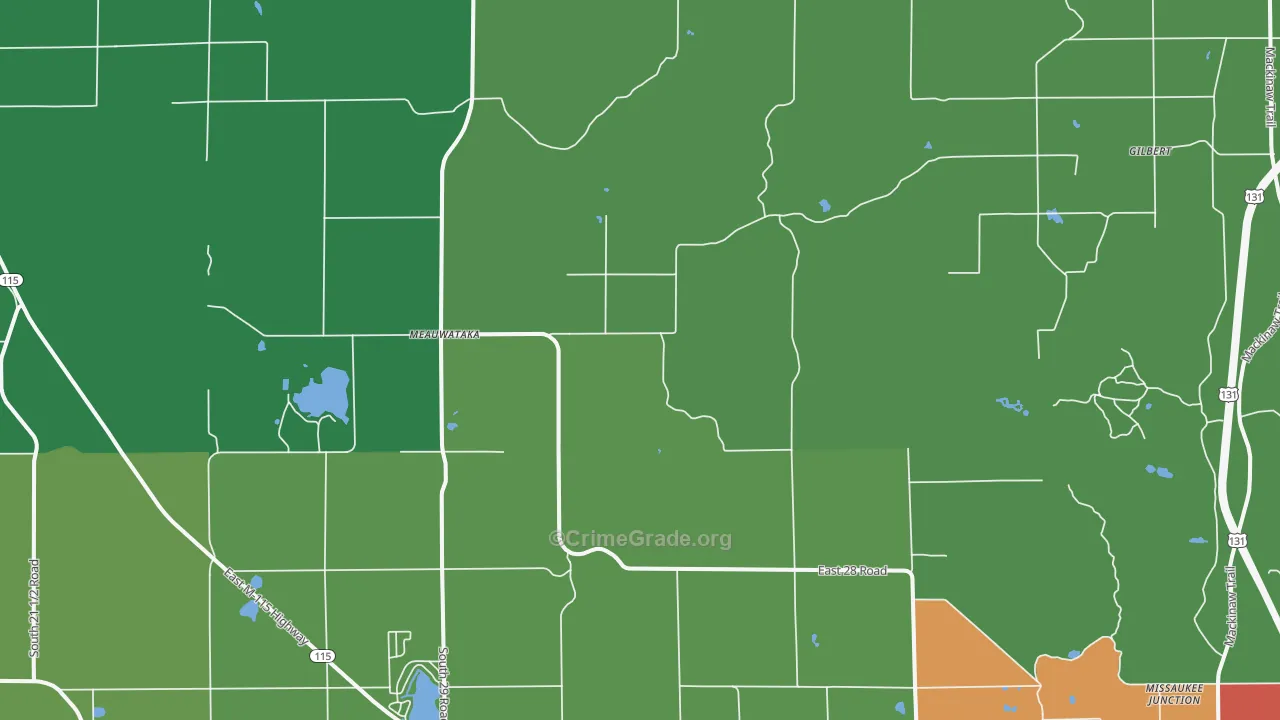 Meauwataka, MI Map of Theft Rates