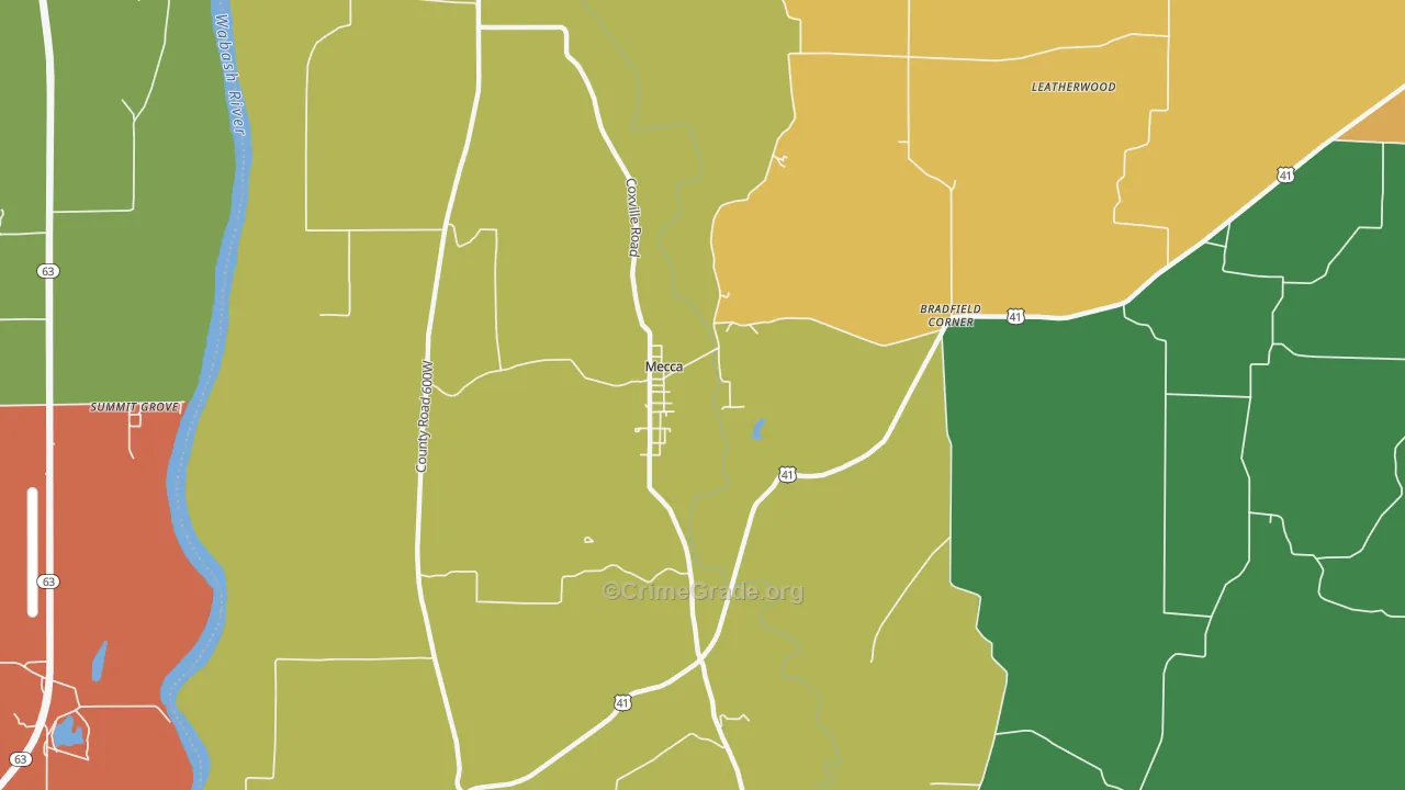Mecca, IN Map of Theft Rates