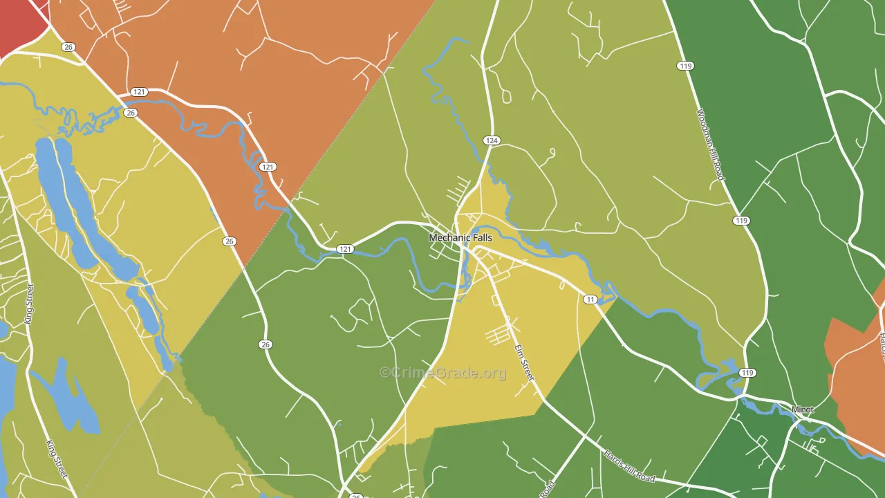 Mechanic Falls, ME Map of Theft Rates