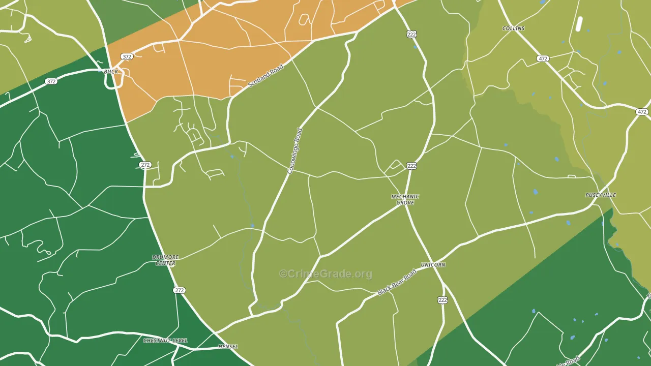 Mechanics Grove, PA Map of Theft Rates