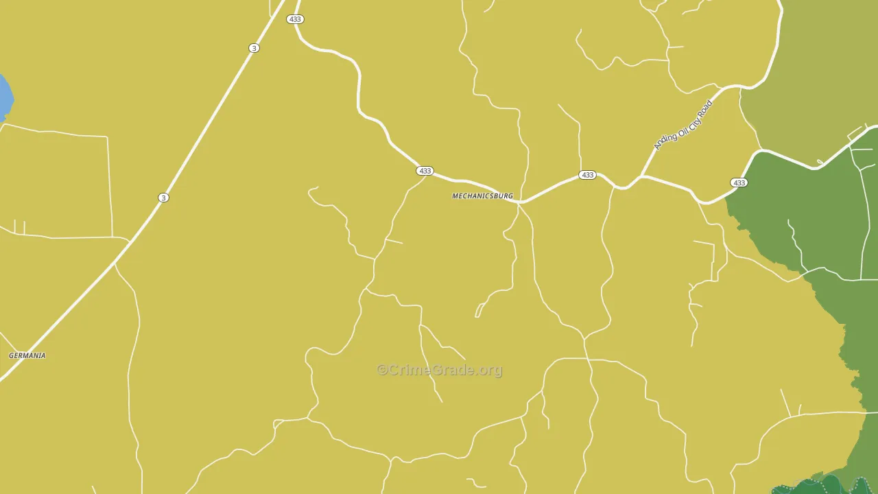 Mechanicsburg, MS Map of Theft Rates