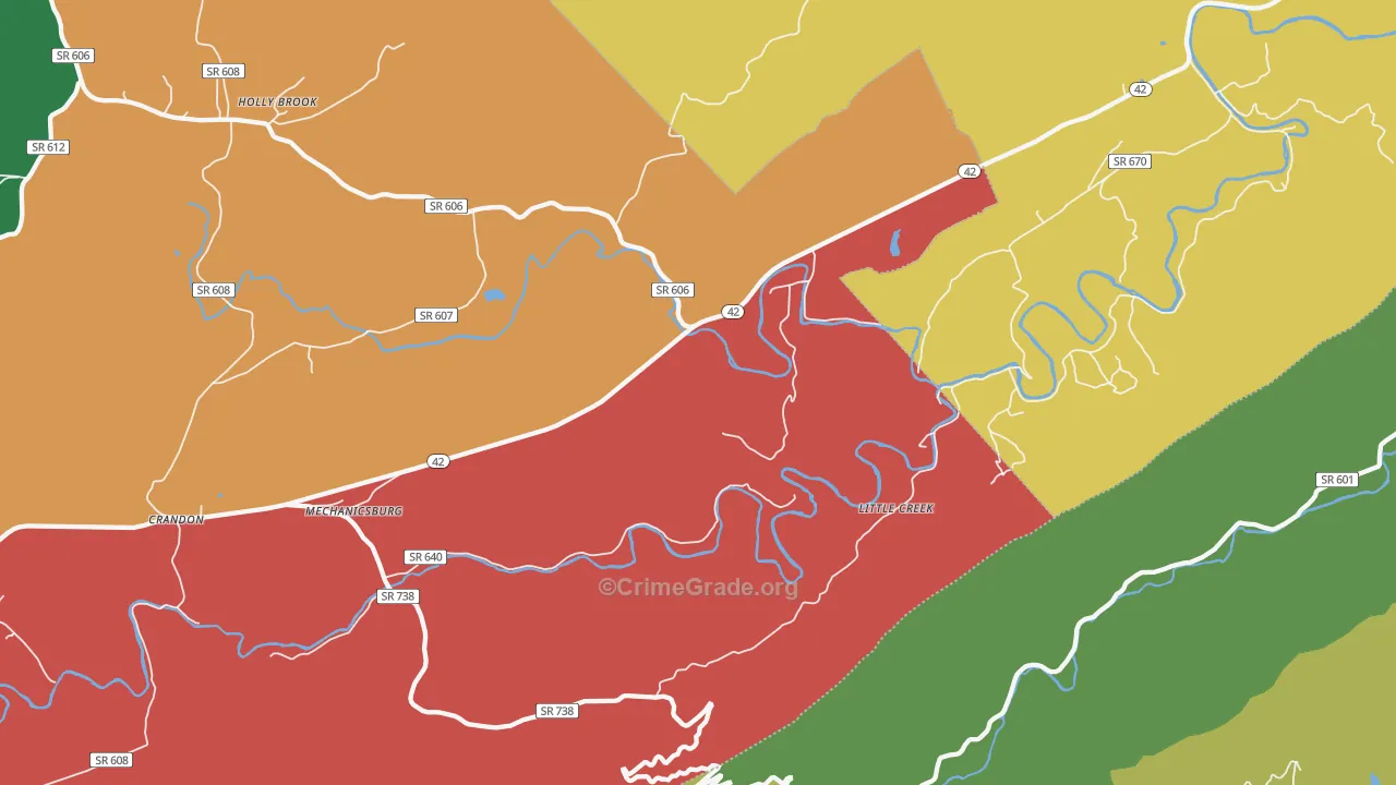 Mechanicsburg, VA Map of Theft Rates
