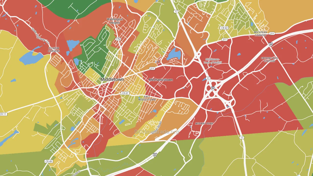 Mechanicstown, NY Map of Theft Rates