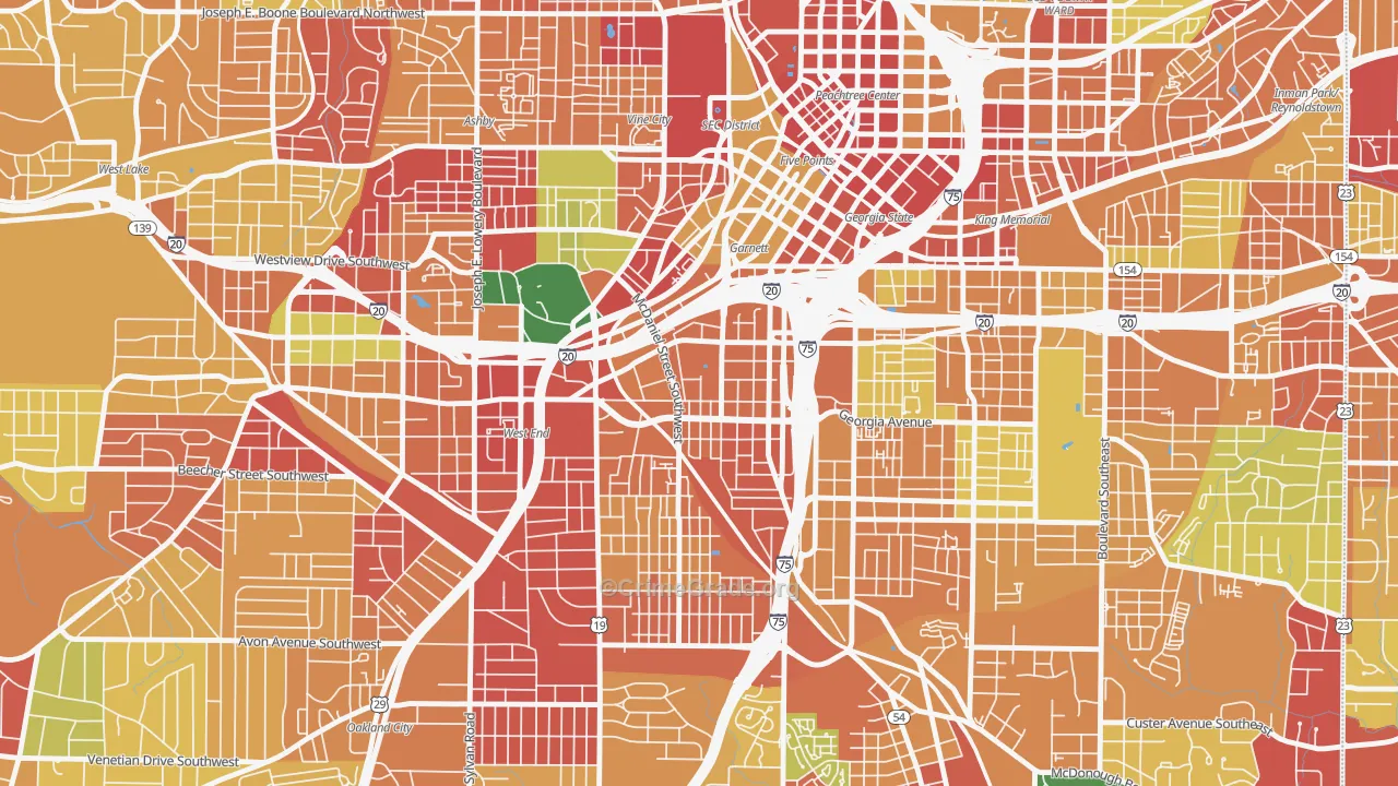 Mechanicsville, Atlanta, GA Map of Theft Rates