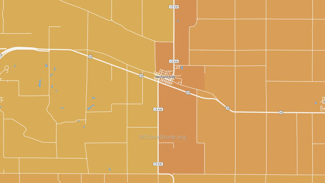 Mechanicsville, IA Map of Theft Rates