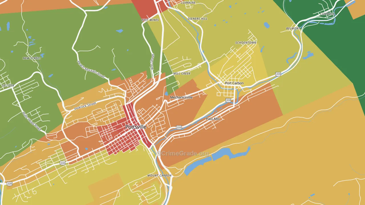 Mechanicsville, PA Map of Theft Rates