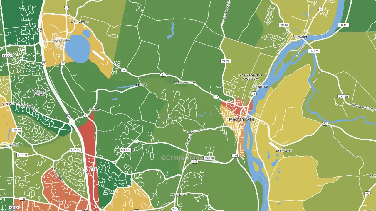 Mechanicville, NY Map of Theft Rates