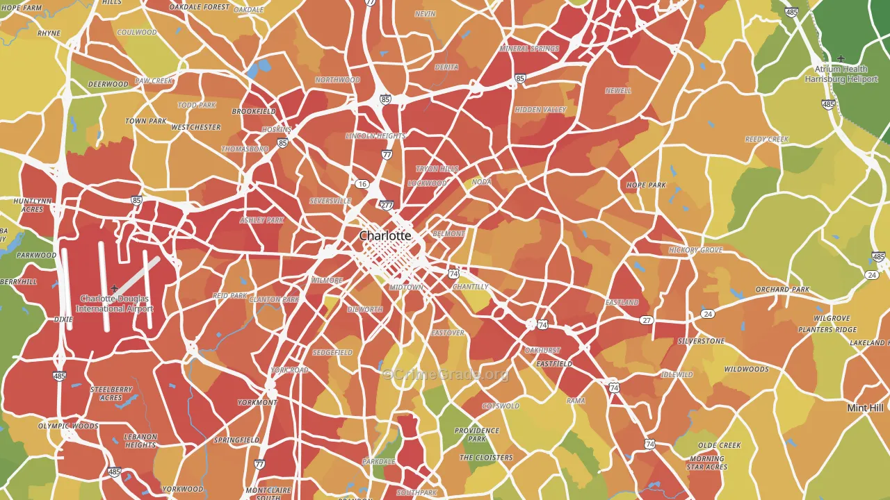 Mecklenburg County, NC Map of Theft Rates