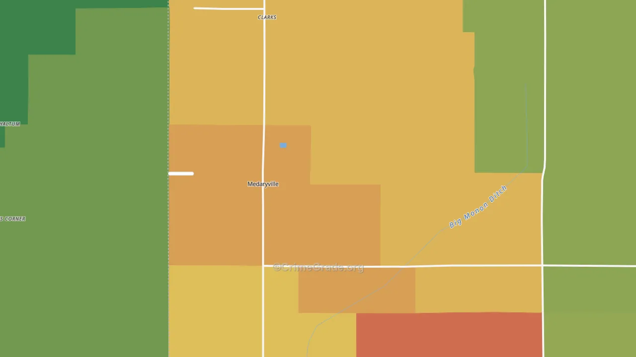 Medaryville, IN Map of Theft Rates